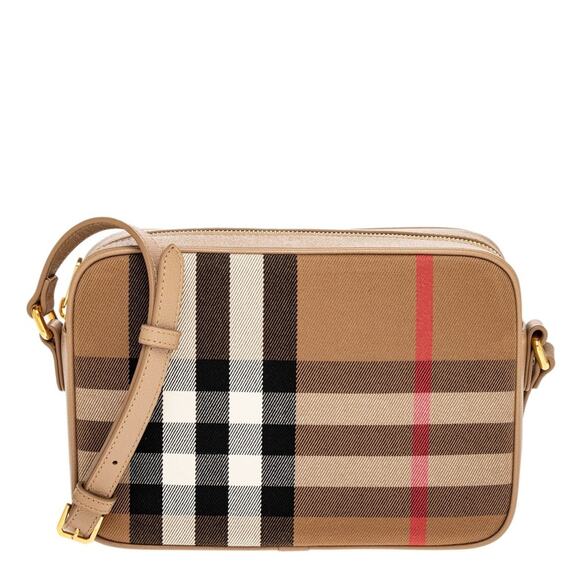 Burberry Checkered Camera Crossbody Bag Beige Small - Picture 1 of 8